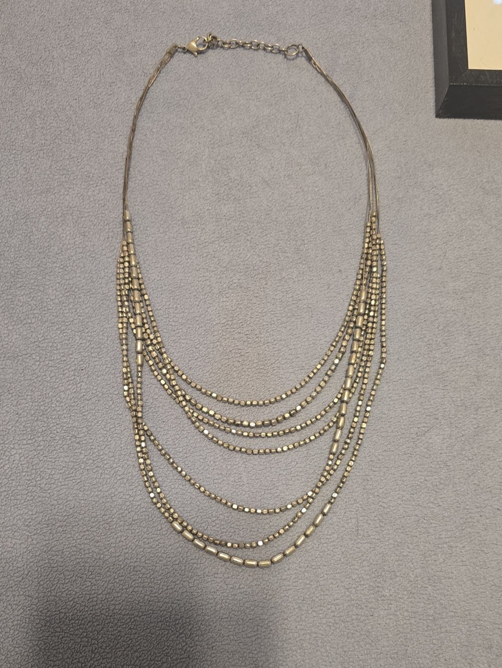 Layered Silver Tone Multi-Strand Women’s Necklace